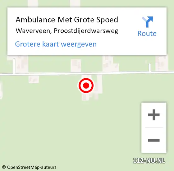 Locatie op kaart van de 112 melding: Ambulance Met Grote Spoed Naar Waverveen, Proostdijerdwarsweg op 5 november 2022 10:14