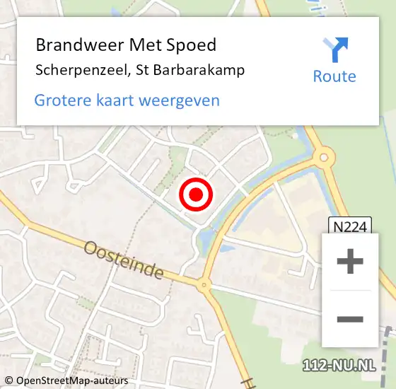 Locatie op kaart van de 112 melding: Brandweer Met Spoed Naar Scherpenzeel, St Barbarakamp op 5 november 2022 10:14