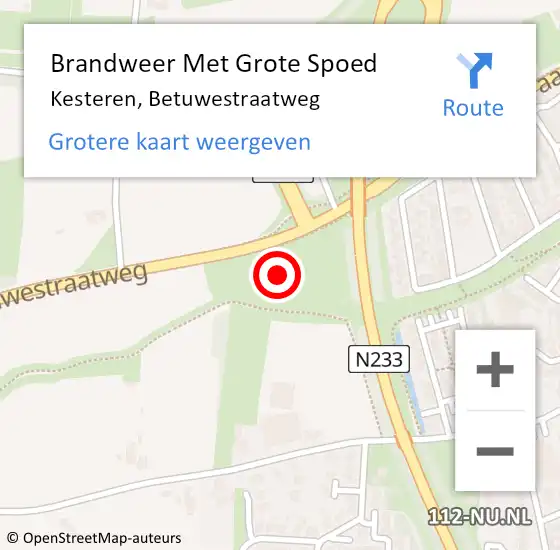 Locatie op kaart van de 112 melding: Brandweer Met Grote Spoed Naar Kesteren, Betuwestraatweg op 5 november 2022 10:41