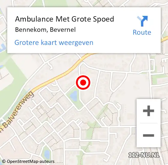Locatie op kaart van de 112 melding: Ambulance Met Grote Spoed Naar Bennekom, Bevernel op 5 november 2022 10:56
