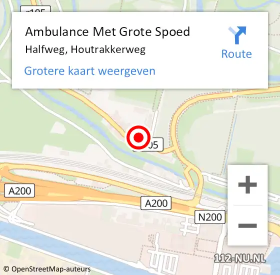 Locatie op kaart van de 112 melding: Ambulance Met Grote Spoed Naar Halfweg, Houtrakkerweg op 5 november 2022 11:10