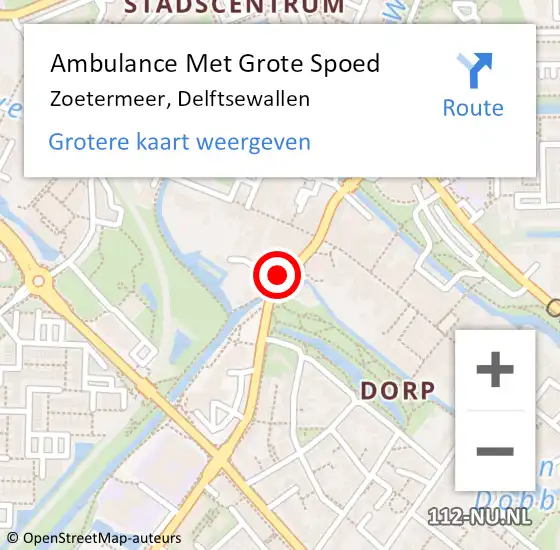 Locatie op kaart van de 112 melding: Ambulance Met Grote Spoed Naar Zoetermeer, Delftsewallen op 5 november 2022 11:32