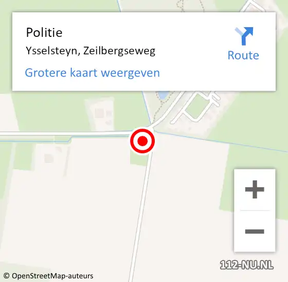 Locatie op kaart van de 112 melding: Politie Ysselsteyn, Zeilbergseweg op 5 november 2022 11:40