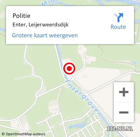 Locatie op kaart van de 112 melding: Politie Enter, Leijerweerdsdijk op 5 november 2022 11:43