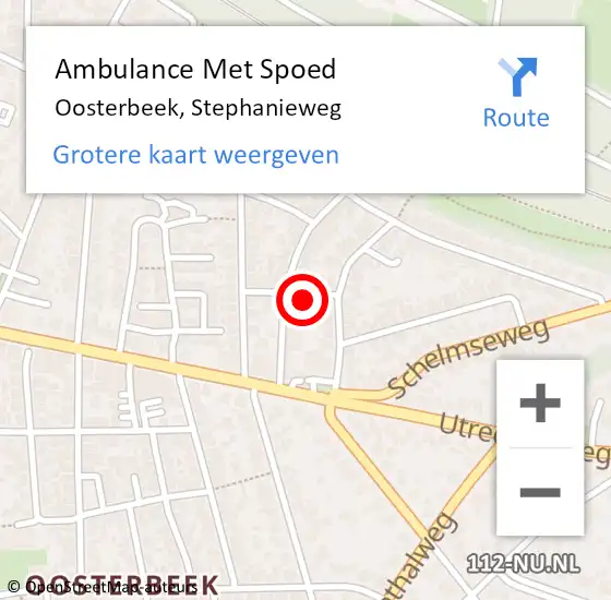 Locatie op kaart van de 112 melding: Ambulance Met Spoed Naar Oosterbeek, Stephanieweg op 5 november 2022 11:53