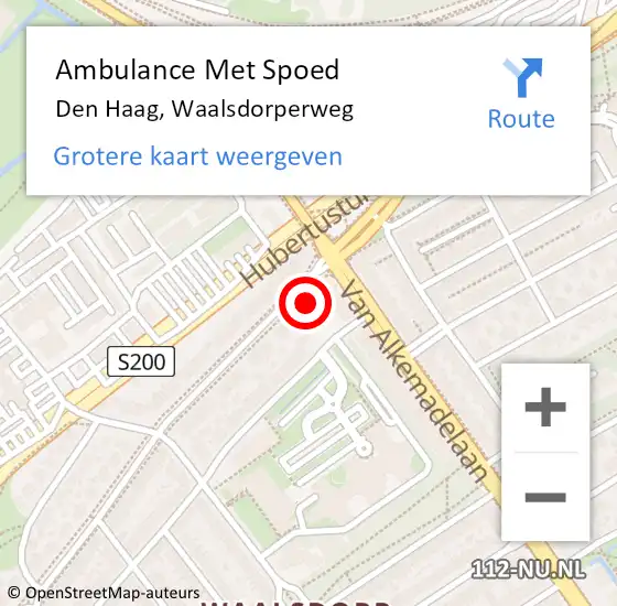 Locatie op kaart van de 112 melding: Ambulance Met Spoed Naar Den Haag, Waalsdorperweg op 5 november 2022 11:57