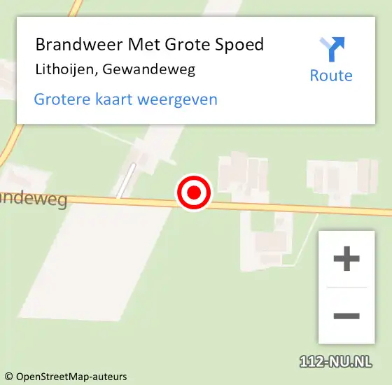 Locatie op kaart van de 112 melding: Brandweer Met Grote Spoed Naar Lithoijen, Gewandeweg op 5 november 2022 12:02