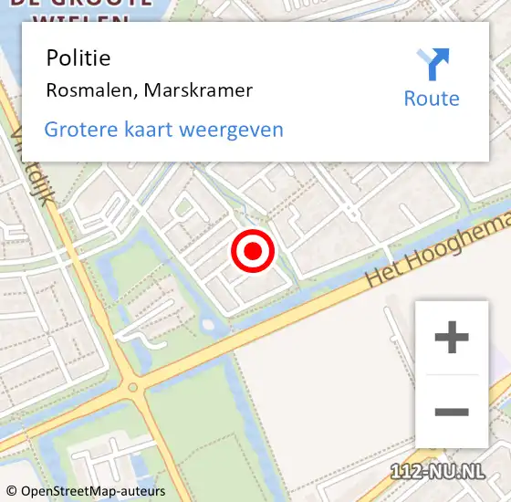 Locatie op kaart van de 112 melding: Politie Rosmalen, Marskramer op 5 november 2022 12:11