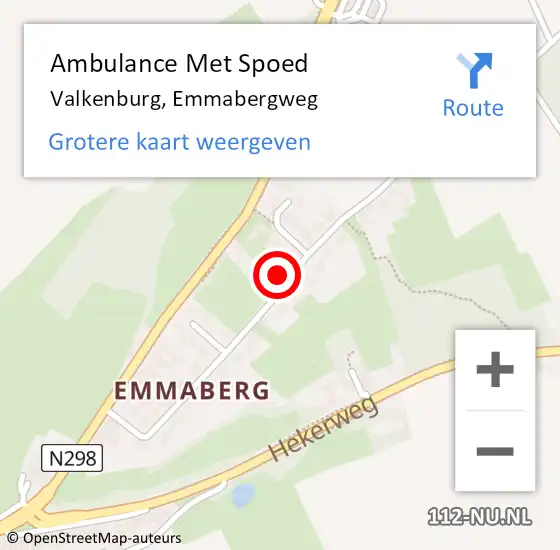 Locatie op kaart van de 112 melding: Ambulance Met Spoed Naar Valkenburg, Emmabergweg op 5 november 2022 12:19