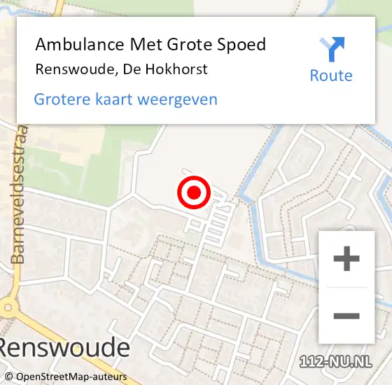 Locatie op kaart van de 112 melding: Ambulance Met Grote Spoed Naar Renswoude, De Hokhorst op 5 november 2022 12:30