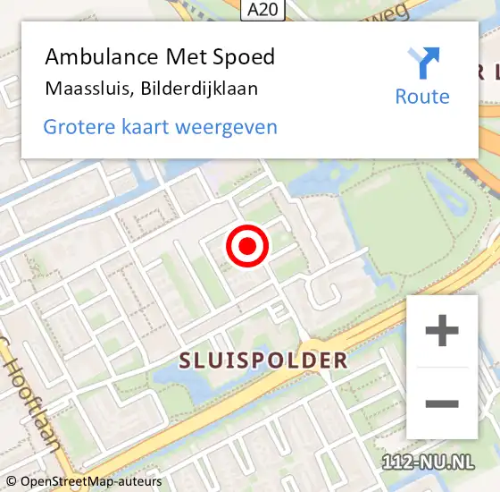 Locatie op kaart van de 112 melding: Ambulance Met Spoed Naar Maassluis, Bilderdijklaan op 5 november 2022 12:36