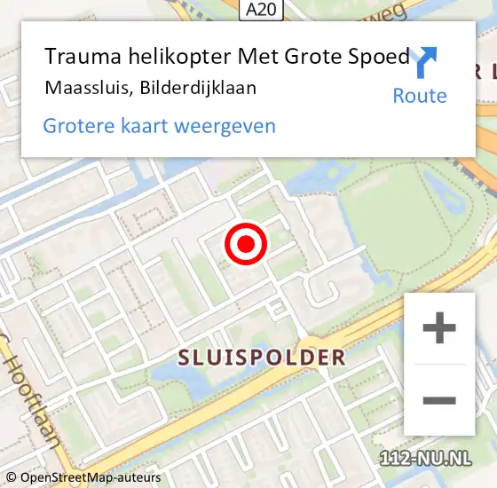 Locatie op kaart van de 112 melding: Trauma helikopter Met Grote Spoed Naar Maassluis, Bilderdijklaan op 5 november 2022 12:41