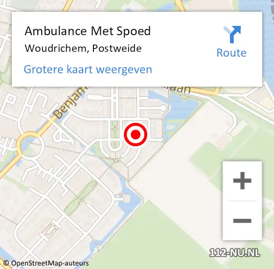 Locatie op kaart van de 112 melding: Ambulance Met Spoed Naar Woudrichem, Postweide op 5 november 2022 13:03