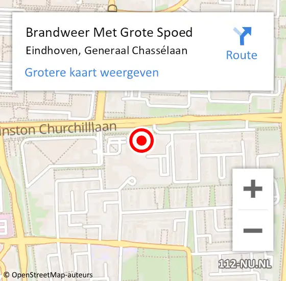 Locatie op kaart van de 112 melding: Brandweer Met Grote Spoed Naar Eindhoven, Generaal Chassélaan op 5 november 2022 13:03