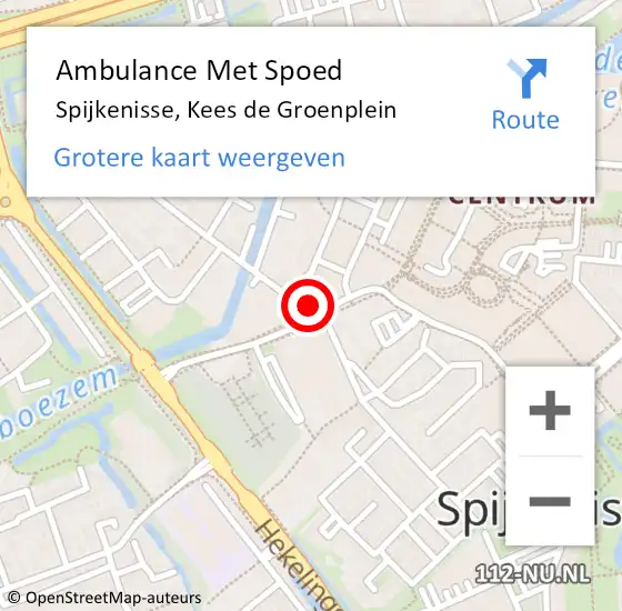 Locatie op kaart van de 112 melding: Ambulance Met Spoed Naar Spijkenisse, Kees de Groenplein op 5 november 2022 13:04