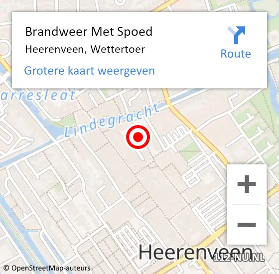 Locatie op kaart van de 112 melding: Brandweer Met Spoed Naar Heerenveen, Wettertoer op 5 november 2022 13:08