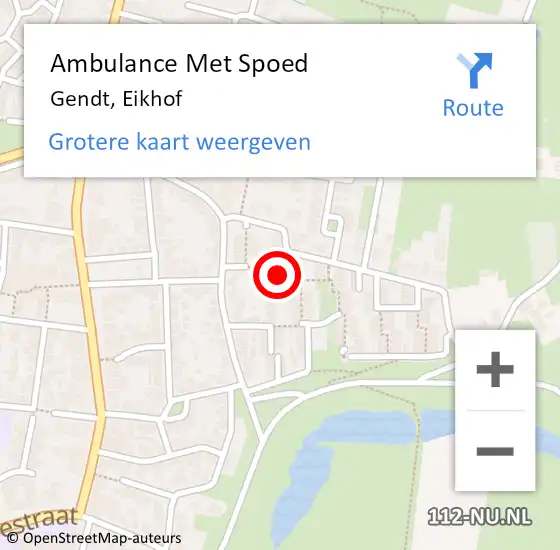 Locatie op kaart van de 112 melding: Ambulance Met Spoed Naar Gendt, Eikhof op 5 november 2022 13:13