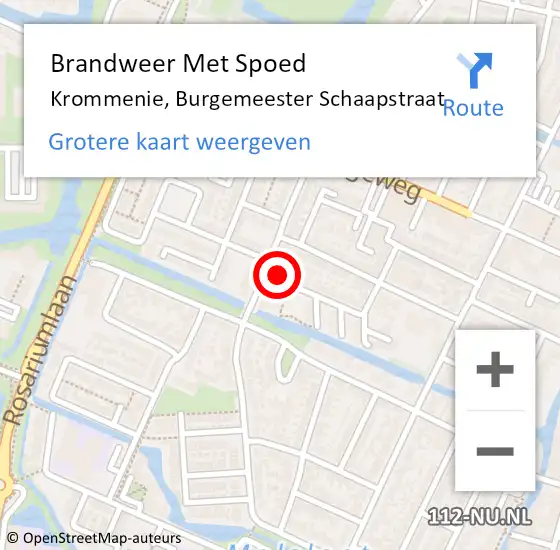 Locatie op kaart van de 112 melding: Brandweer Met Spoed Naar Krommenie, Burgemeester Schaapstraat op 5 november 2022 13:27