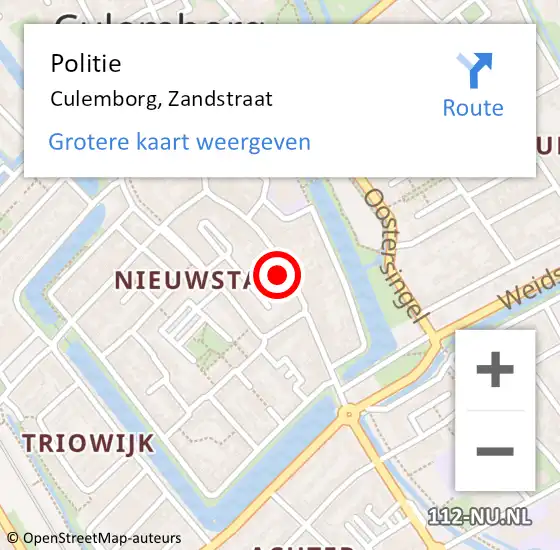 Locatie op kaart van de 112 melding: Politie Culemborg, Zandstraat op 5 november 2022 13:33