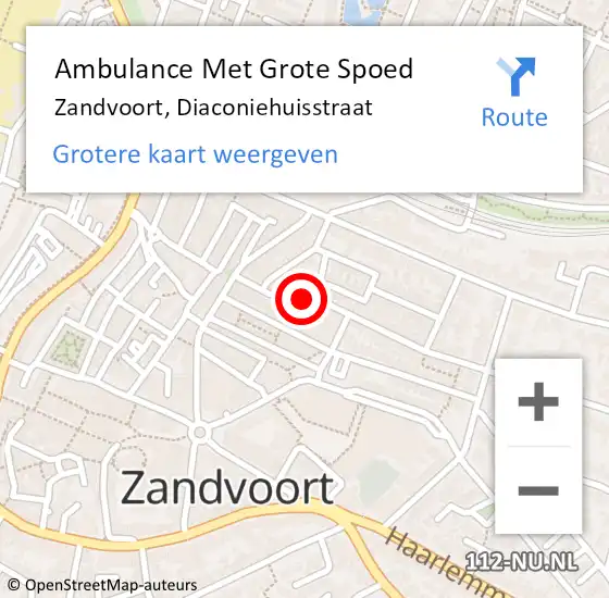 Locatie op kaart van de 112 melding: Ambulance Met Grote Spoed Naar Zandvoort, Diaconiehuisstraat op 5 november 2022 13:39