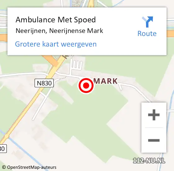 Locatie op kaart van de 112 melding: Ambulance Met Spoed Naar Neerijnen, Neerijnense Mark op 5 november 2022 13:43