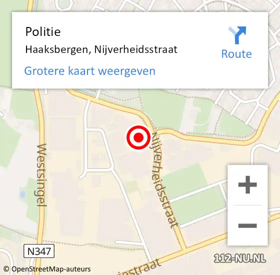 Locatie op kaart van de 112 melding: Politie Haaksbergen, Nijverheidsstraat op 5 november 2022 13:55