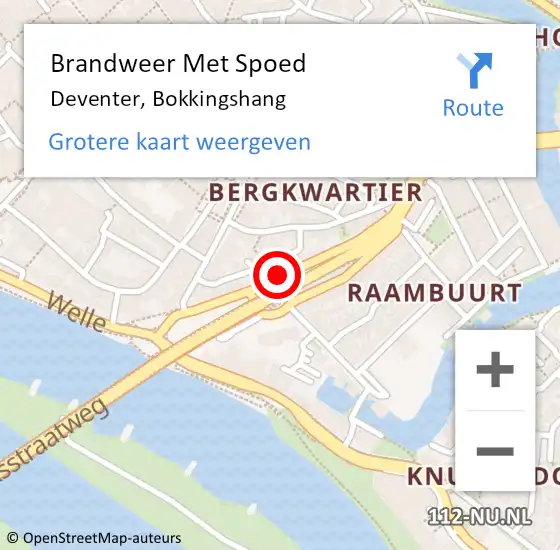 Locatie op kaart van de 112 melding: Brandweer Met Spoed Naar Deventer, Bokkingshang op 5 november 2022 13:56