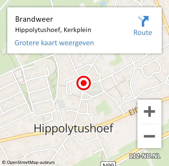 Locatie op kaart van de 112 melding: Brandweer Hippolytushoef, Kerkplein op 5 november 2022 14:12