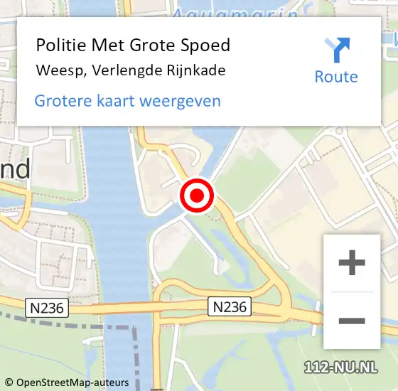 Locatie op kaart van de 112 melding: Politie Met Grote Spoed Naar Weesp, Verlengde Rijnkade op 5 november 2022 14:21