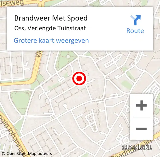 Locatie op kaart van de 112 melding: Brandweer Met Spoed Naar Oss, Verlengde Tuinstraat op 5 november 2022 14:24