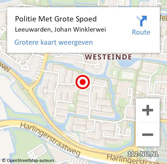 Locatie op kaart van de 112 melding: Politie Met Grote Spoed Naar Leeuwarden, Johan Winklerwei op 5 november 2022 14:27