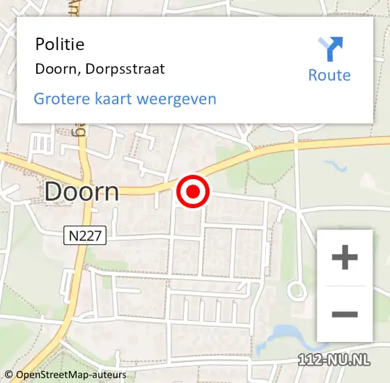 Locatie op kaart van de 112 melding: Politie Doorn, Dorpsstraat op 5 november 2022 14:30