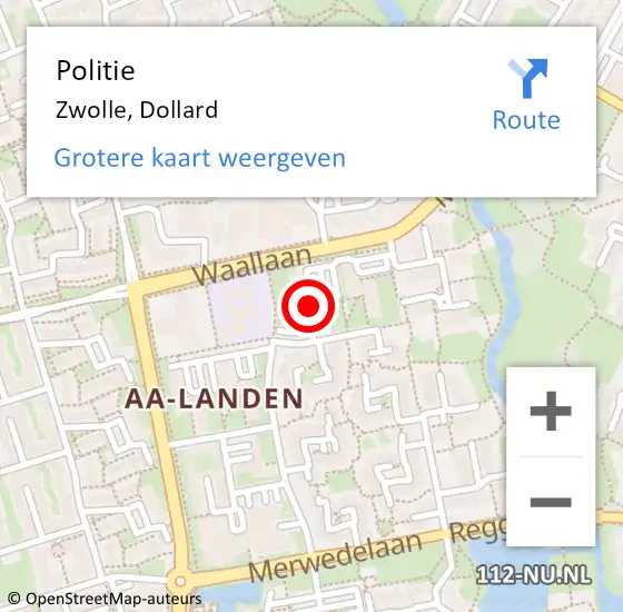 Locatie op kaart van de 112 melding: Politie Zwolle, Dollard op 5 november 2022 14:42