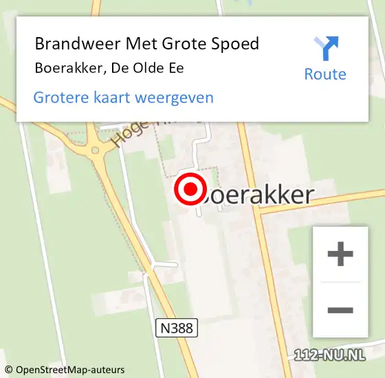 Locatie op kaart van de 112 melding: Brandweer Met Grote Spoed Naar Boerakker, De Olde Ee op 5 november 2022 14:48