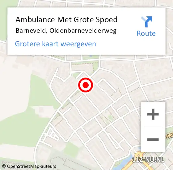 Locatie op kaart van de 112 melding: Ambulance Met Grote Spoed Naar Barneveld, Oldenbarnevelderweg op 5 november 2022 15:13