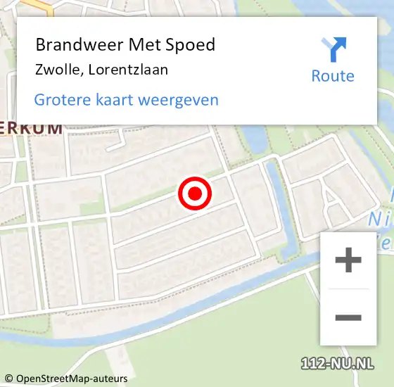 Locatie op kaart van de 112 melding: Brandweer Met Spoed Naar Zwolle, Lorentzlaan op 5 november 2022 15:16