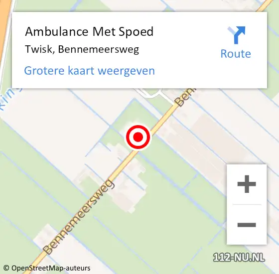 Locatie op kaart van de 112 melding: Ambulance Met Spoed Naar Twisk, Bennemeersweg op 5 november 2022 15:20
