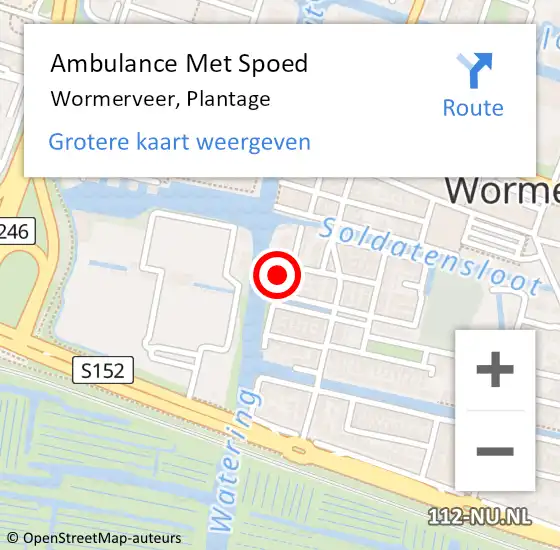 Locatie op kaart van de 112 melding: Ambulance Met Spoed Naar Wormerveer, Plantage op 5 november 2022 15:23