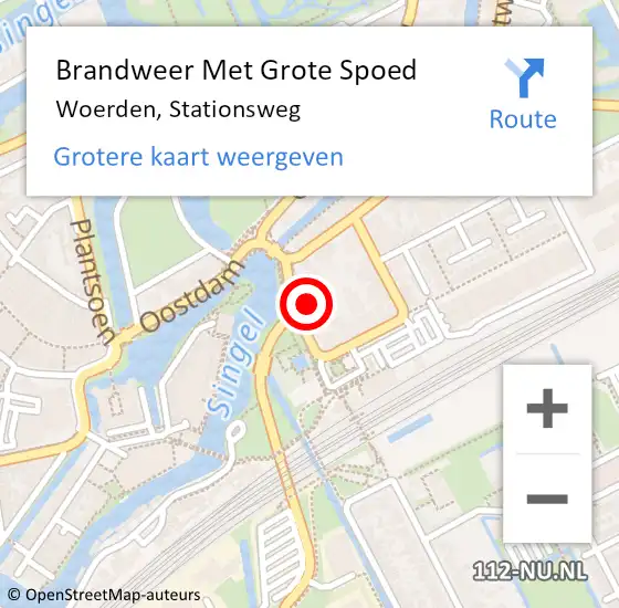 Locatie op kaart van de 112 melding: Brandweer Met Grote Spoed Naar Woerden, Stationsweg op 5 november 2022 15:32