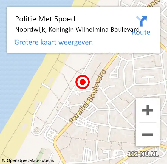 Locatie op kaart van de 112 melding: Politie Met Spoed Naar Noordwijk, Koningin Wilhelmina Boulevard op 5 november 2022 15:37