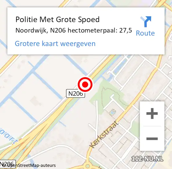 Locatie op kaart van de 112 melding: Politie Met Grote Spoed Naar Noordwijk, N206 hectometerpaal: 27,5 op 5 november 2022 15:47