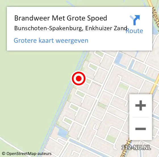 Locatie op kaart van de 112 melding: Brandweer Met Grote Spoed Naar Bunschoten-Spakenburg, Enkhuizer Zand op 5 november 2022 16:29