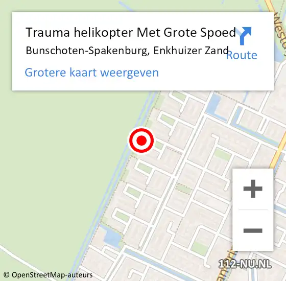 Locatie op kaart van de 112 melding: Trauma helikopter Met Grote Spoed Naar Bunschoten-Spakenburg, Enkhuizer Zand op 5 november 2022 16:35