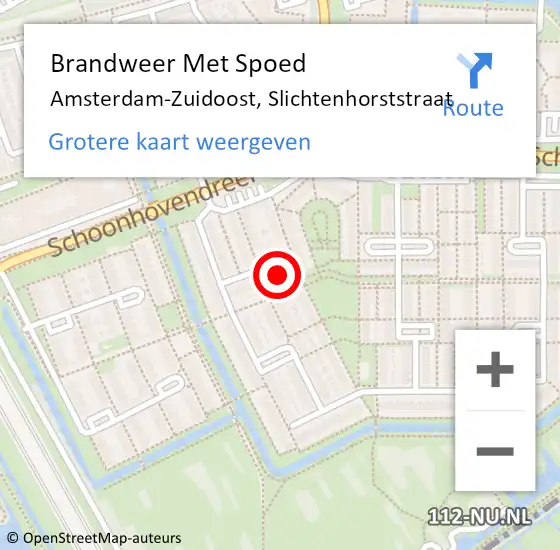 Locatie op kaart van de 112 melding: Brandweer Met Spoed Naar Amsterdam-Zuidoost, Slichtenhorststraat op 5 november 2022 16:44