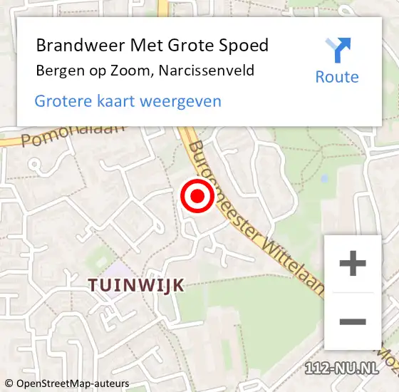 Locatie op kaart van de 112 melding: Brandweer Met Grote Spoed Naar Bergen op Zoom, Narcissenveld op 5 november 2022 16:49