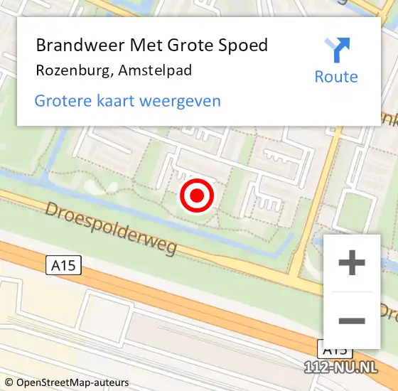 Locatie op kaart van de 112 melding: Brandweer Met Grote Spoed Naar Rozenburg, Amstelpad op 5 november 2022 16:51