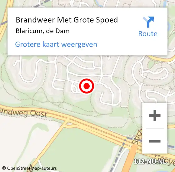 Locatie op kaart van de 112 melding: Brandweer Met Grote Spoed Naar Blaricum, de Dam op 5 november 2022 17:00