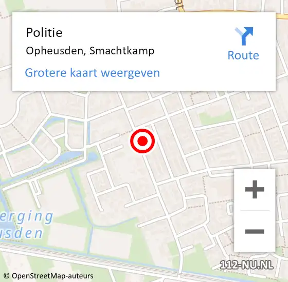 Locatie op kaart van de 112 melding: Politie Opheusden, Smachtkamp op 5 november 2022 17:02