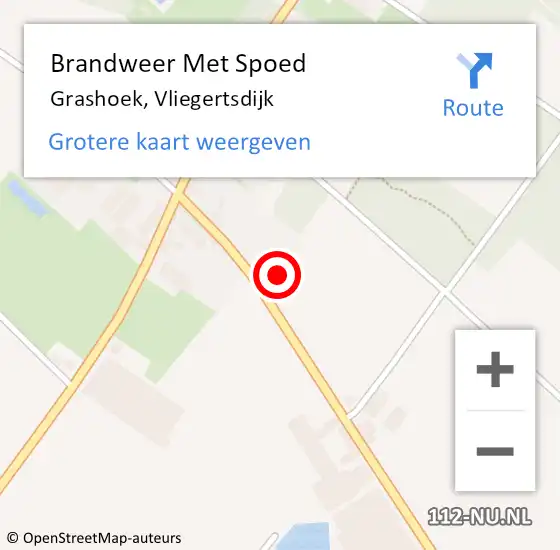 Locatie op kaart van de 112 melding: Brandweer Met Spoed Naar Grashoek, Vliegertsdijk op 5 november 2022 17:47