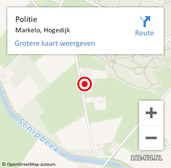 Locatie op kaart van de 112 melding: Politie Markelo, Hogedijk op 5 november 2022 17:50
